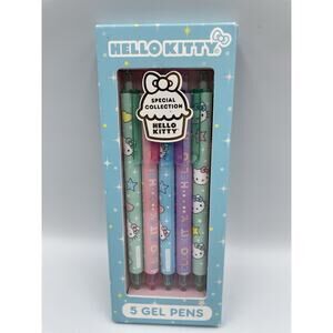 2024 Hello Kitty 5 Gel Pens Starshine Blue Box Set Colored Ink Special Edition